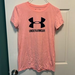 Under Armour Loose Fit Heatgear Peach and Navy T Shirt